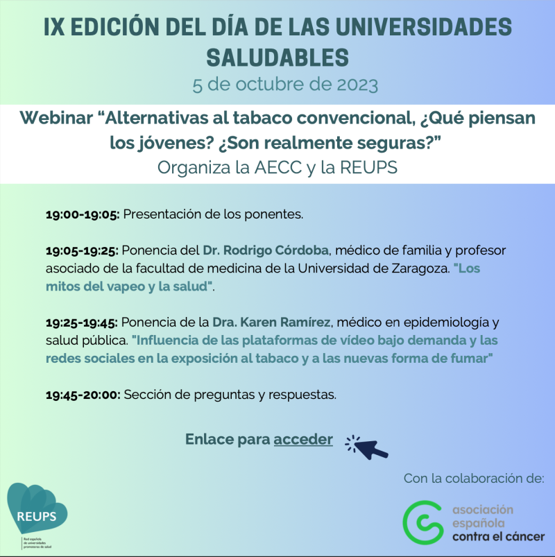 Webinar "Alternativas al tabaco convencional, ¿Qué piensan los jóvenes?" Webinar "Alternativas al tabaco convencional, ¿Qué piensan los jóvenes?"