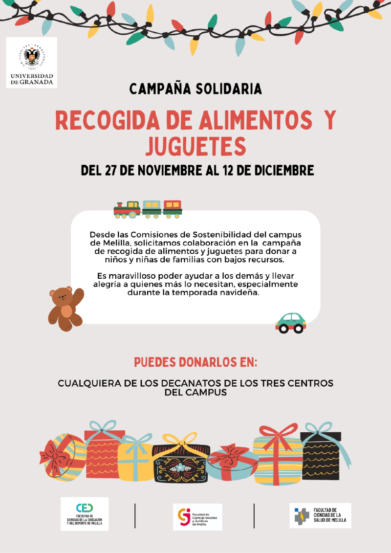 Colabora con la campaña solidaria de recogida de alimentos y juguetes del Campus de Melilla Colabora con la campaña solidaria de recogida de alimentos y juguetes del Campus de Melilla