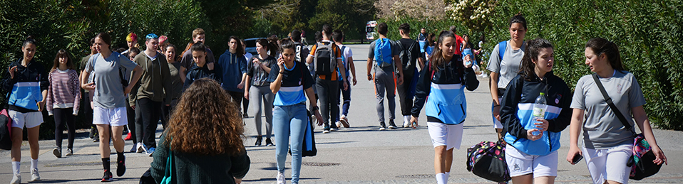 Estudiantes caminando por los paseillos universitarios