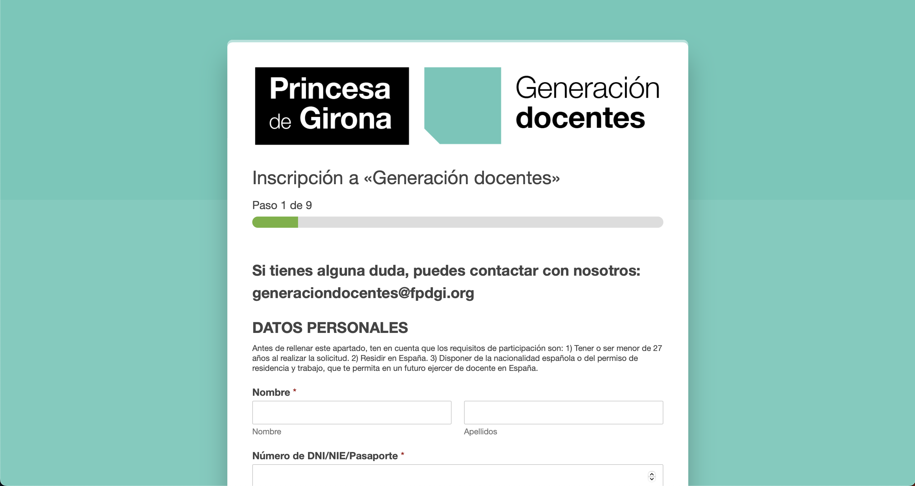 Abierta la convocatoria del programa Generación Docentes de la Fundación Princesa de Girona