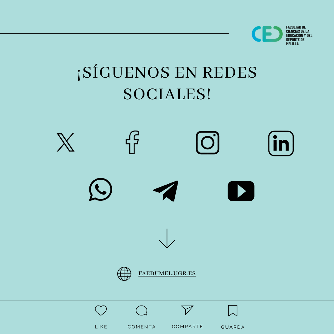 Sigue las redes sociales de la Facultad de Ciencias de la Educación y del Deporte de Melilla