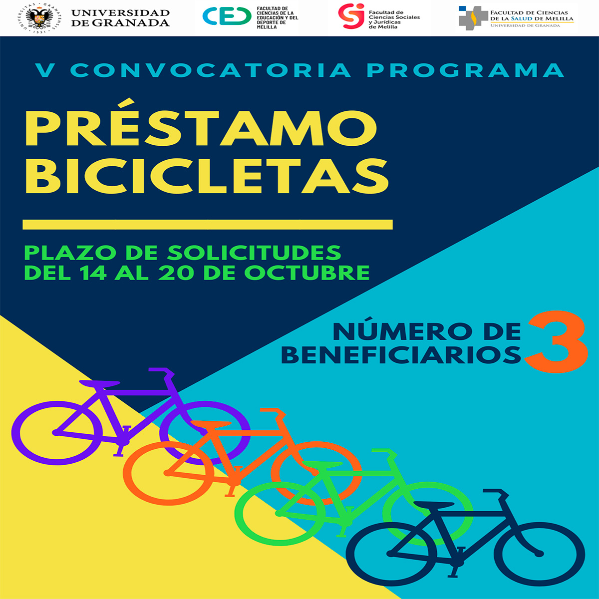 V convocatoria del programa de préstamo de bicicletas para la comunidad universitaria de Melilla