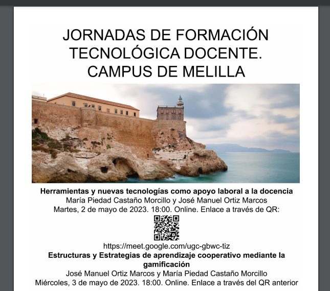 Jornadas de Formación Tecnológica Docente en el Campus de Melilla Jornadas de Formación Tecnológica Docente en el Campus de Melilla