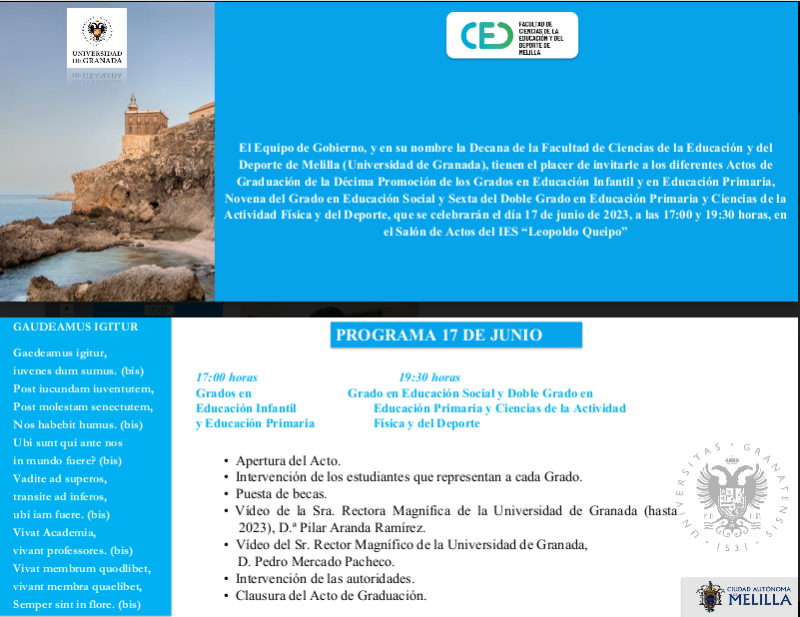 Actos de graduación de la Facultad de Ciencias de la Educación y del Deporte de Melilla Actos de graduación de la Facultad de Ciencias de la Educación y del Deporte de Melilla