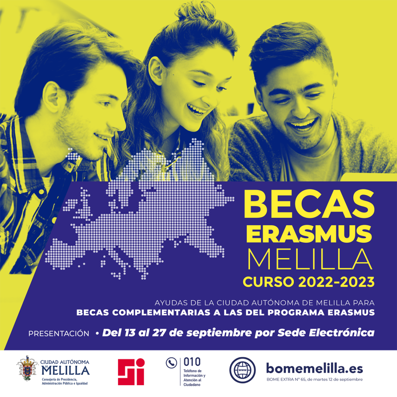 Convocatoria de ayudas de la Ciudad Autónoma de Melilla complementarias a las de Erasmus 2022-2023
