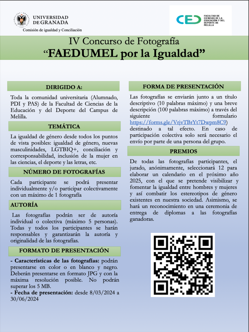 IV Concurso de Fotografía 'Faedumel por la Igualdad' con motivo del 8M Día Internacional de la Mujer IV Concurso de Fotografía 'Faedumel por la Igualdad' con motivo del 8M Día Internacional de la Mujer