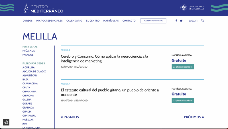 Apúntate a los cursos del Centro Mediterráneo de la UGR en Melilla Apúntate a los cursos del Centro Mediterráneo de la UGR en Melilla