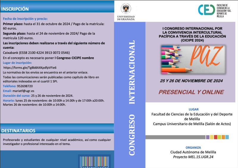 I Congreso Internacional por la Convivencia Intercultural Pacífica a través de la Educación (CICIPE) I Congreso Internacional por la Convivencia Intercultural Pacífica a través de la Educación (CICIPE)