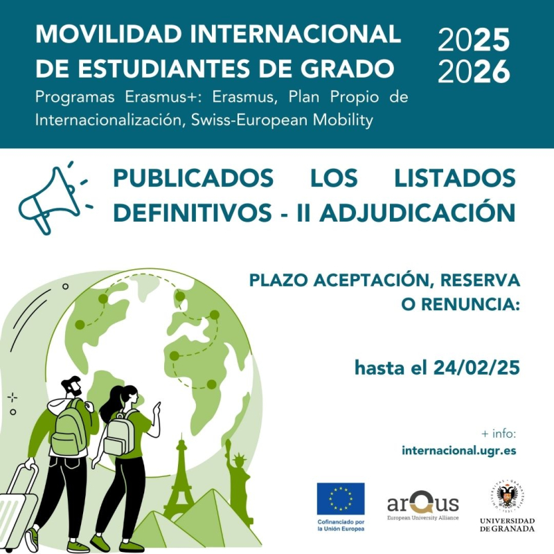 Listados definitivos II adjudicación de la convocatoria de movilidad internacional de grado Listados definitivos II adjudicación de la convocatoria de movilidad internacional de grado
