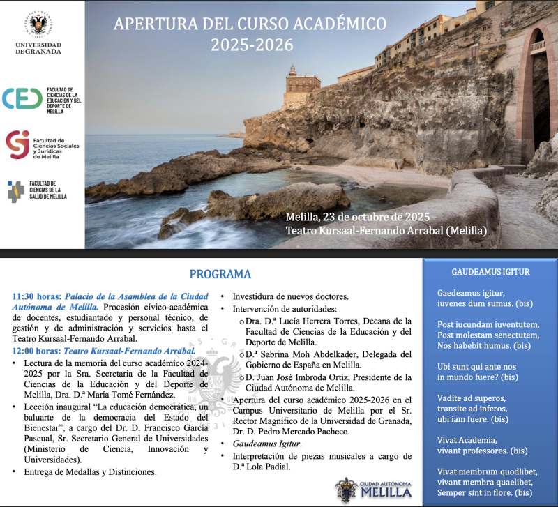 Programa del acto de apertura del curso académico 2025-2026