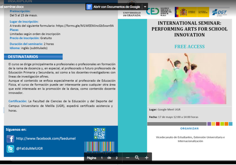 International Seminar: Performing Arts for School Innovation International Seminar: Performing Arts for School Innovation